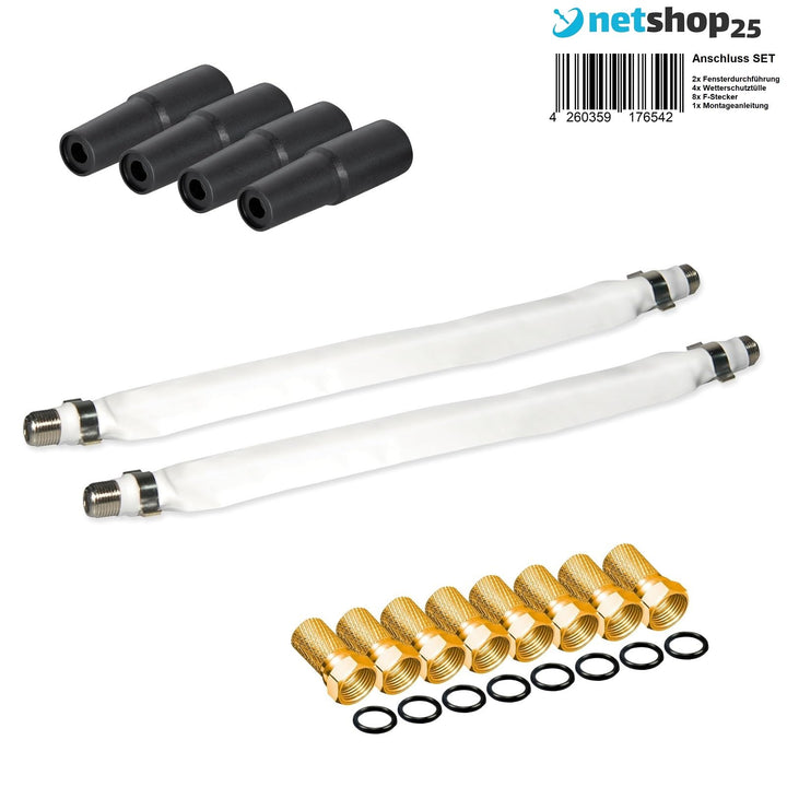netshop 25 Set: SELFSAT H30D2+ Flachantenne Twin + Fensterhalterung + 2 Fensterdurchführung + 8 F-St