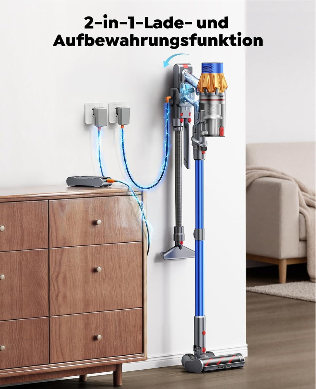 Fieety Akku Staubsauger mit 2 akkus, 130Min/50Kpa/600W Staubsauger Kabellos mit Aromatherapie, Autom