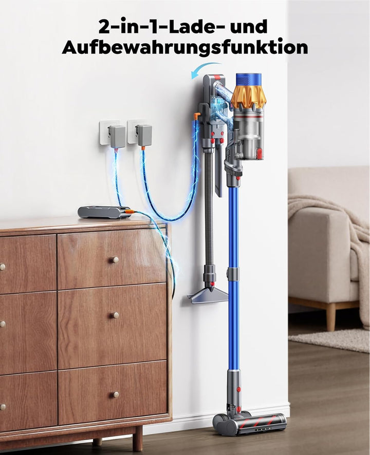 Fieety Akku Staubsauger mit 2 akkus, 130Min/50Kpa/600W Staubsauger Kabellos mit Aromatherapie, Autom