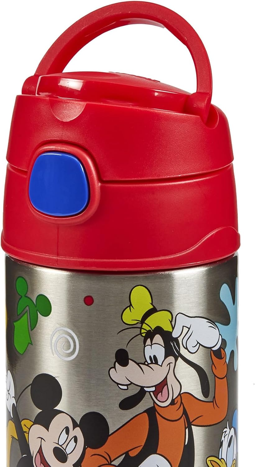 THERMOS kids FUNTAINER STRAW BOTTLE DISNEY 0,35 l, Mickey, Thermoflasche Kinder aus Edelstahl mit Tr