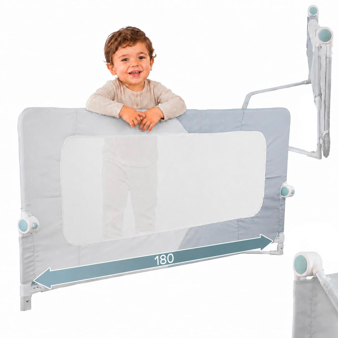 Almar Baby Sicherheitsgitter für Kinder, Bettgitter, Babyschutz | Atmungsaktives Netz, klappbar, um