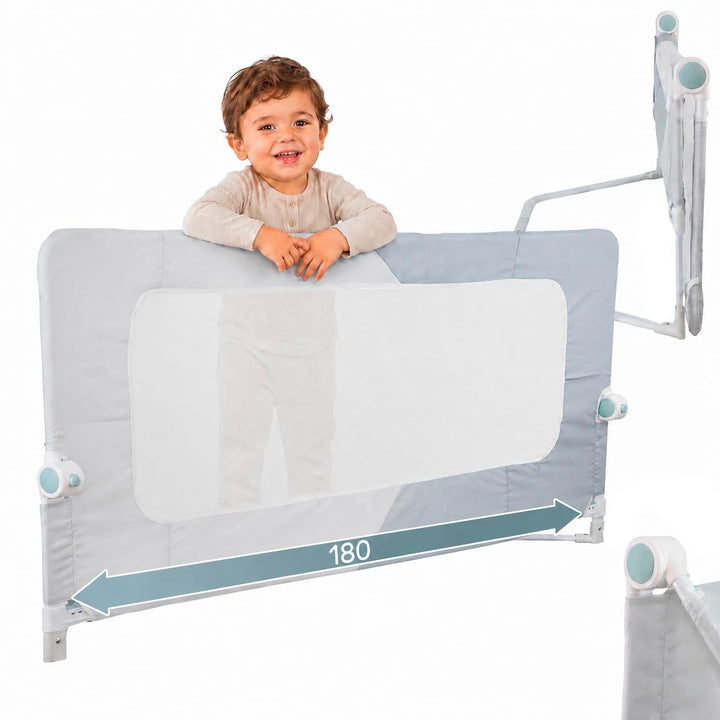 Almar Baby Sicherheitsgitter für Kinder, Bettgitter, Babyschutz | Atmungsaktives Netz, klappbar, um