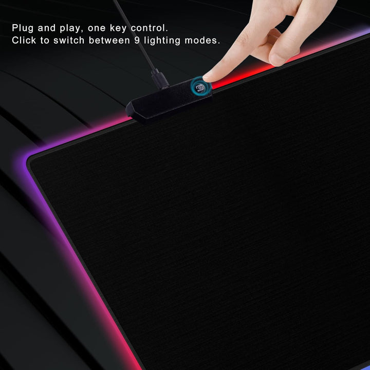 Cacoy 1200x500 mm Übergrösse RGB Gaming Mauspad, Gross Computer Mousepad mit 9 Beleuchtungs Modi, Ve