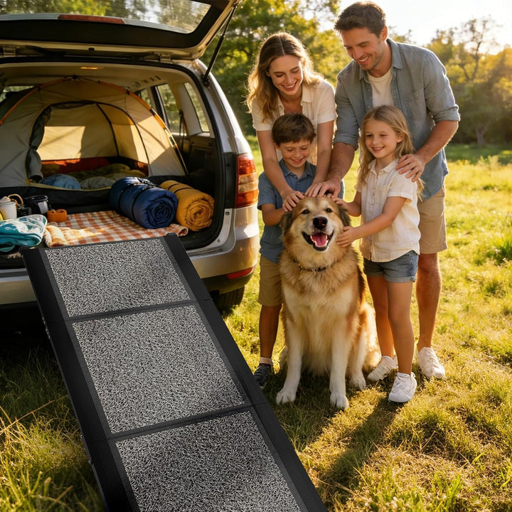 Hunderampe Klappbare Auto 63" × 17", 160cm, Faltbare Haustierrampe für Grosse Hunde mit Rutschfestem
