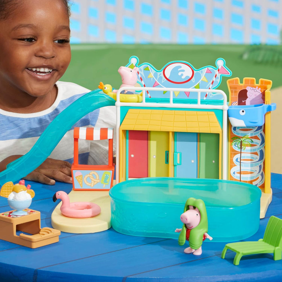 Peppa Pig Spielzeuge Schwimmbad-Spass mit Peppa, Spielset mit 15 Teilen und 2 Figuren, Kinderspielze