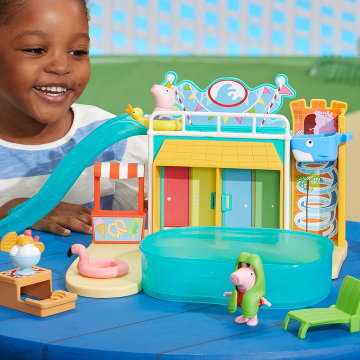 Peppa Pig Spielzeuge Schwimmbad-Spass mit Peppa, Spielset mit 15 Teilen und 2 Figuren, Kinderspielze