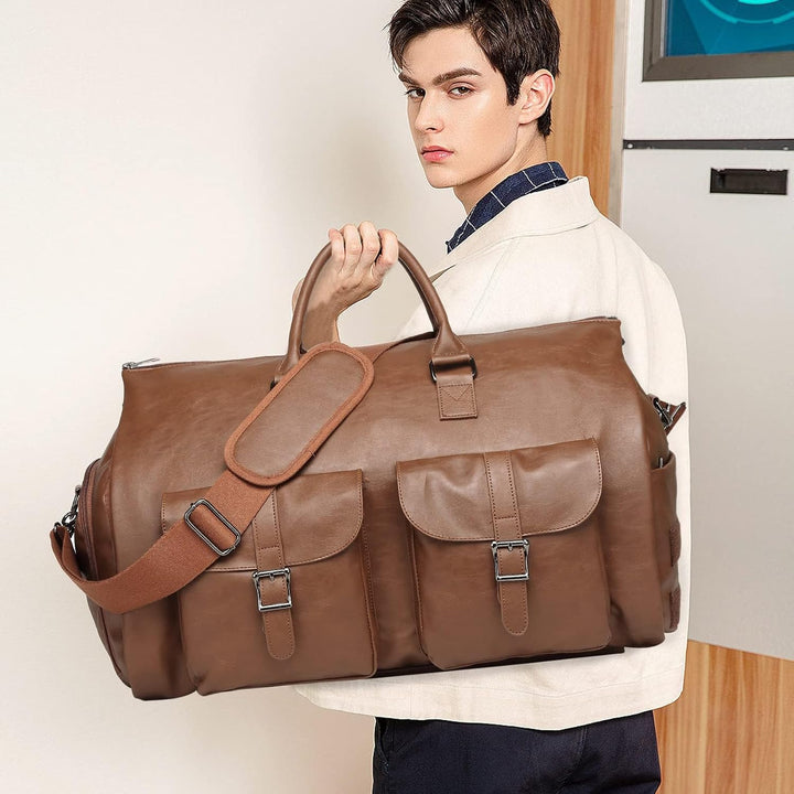 seyfocnia Kleidersack mit Rollen, Reise-Kleidersack mit Schuhfach, Rolltasche mit Rollen A4, Braun,