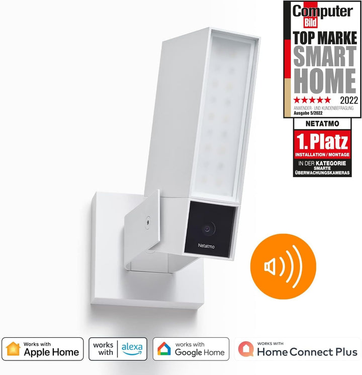 Netatmo Smarte Überwachungskamera für den Aussenbereich mit 105 dB Sirene, WLAN, integrierter Beleuc