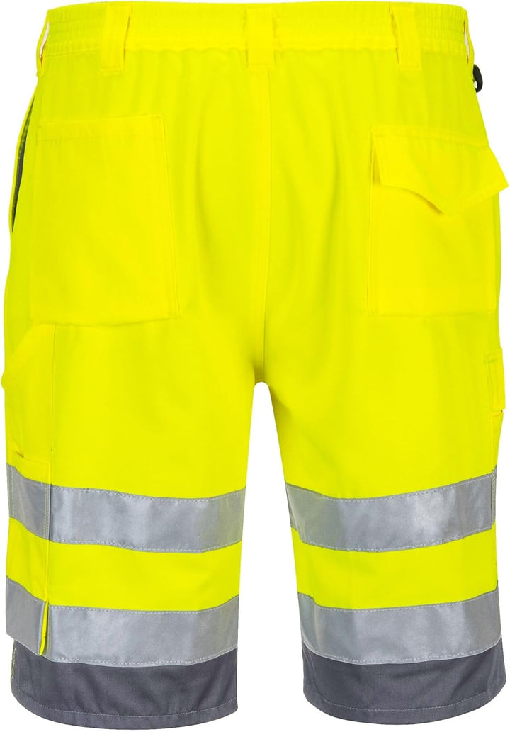Portwest Warnschutz-Shorts aus Polyester-Baumwolle, Grösse: S, Farbe: Gelb/Grau, E043YGYS