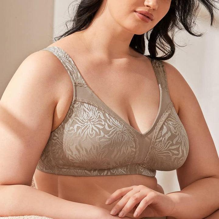 Wingslove Damen Minimizer BH ohne Bügel Grosse Brüste Bügelloser Entlastungs Breite Träger Vollfigur