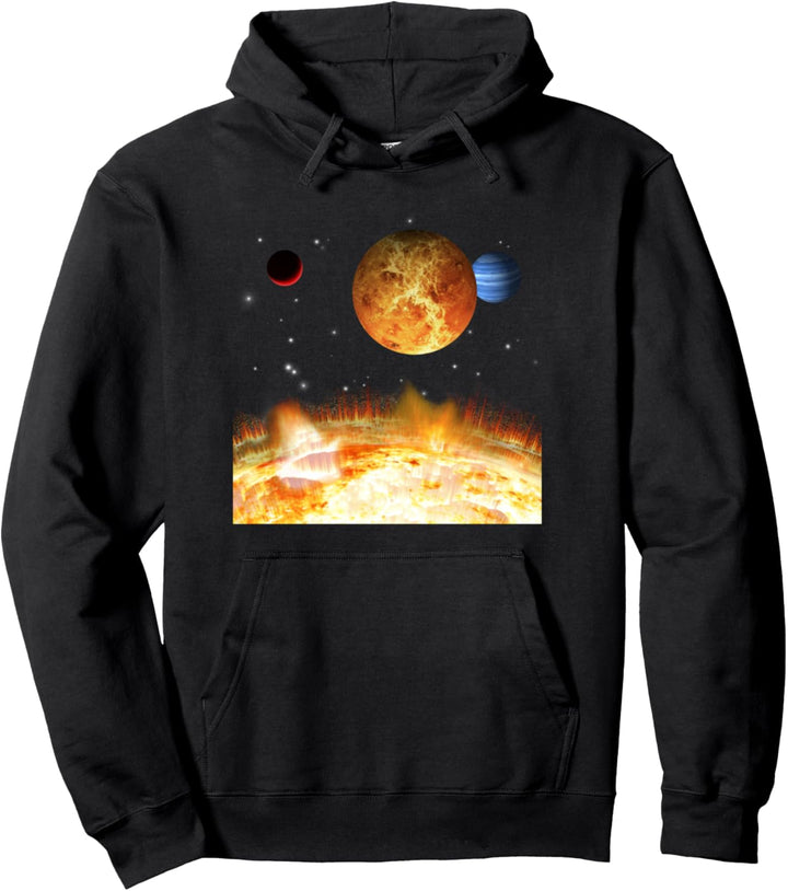 Weltraum Motiv Universum Sterne Sonnensystem Planeten Sonne Pullover Hoodie