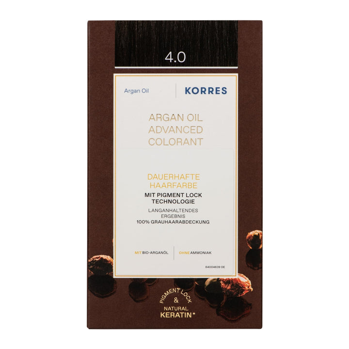 KORRES Argan Oil Colorant – ammoniakfreie Haarfarbe Mittelbraun 4.0 – mit Bio-Arganöl, 100% Grauhaar