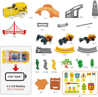 OR OR TU 342Stück Rennstrecke Spielzeug ab 3 4 5 6 jahre Kinder Auto Rennbahn Autobahn Eisenbahn 2 E