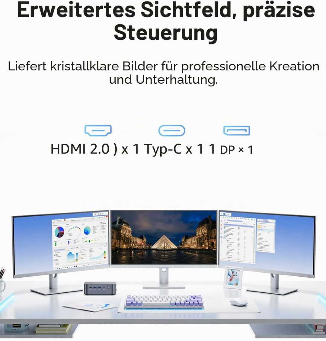 Thomson K3 Mini PC АMD Ryzen 7 7730U(8C/16T, bis zu 4,5 GHz), 16 GB DDR4 512 GB M.2 SSD Mini Desktop