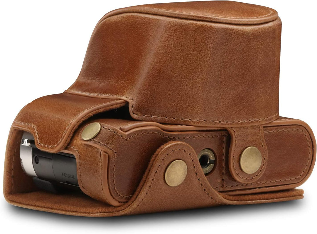 MegaGear MG1606 Leica D-Lux 7 Ever Ready Echtleder Kamera-Case mit Trageriemen - Braun, Braun