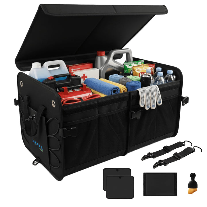Nafra Home Kofferraumtasche Auto – Aufbewahrungsbox Gross 65L Mit Deckel Und Rutschfester Basis, Fes
