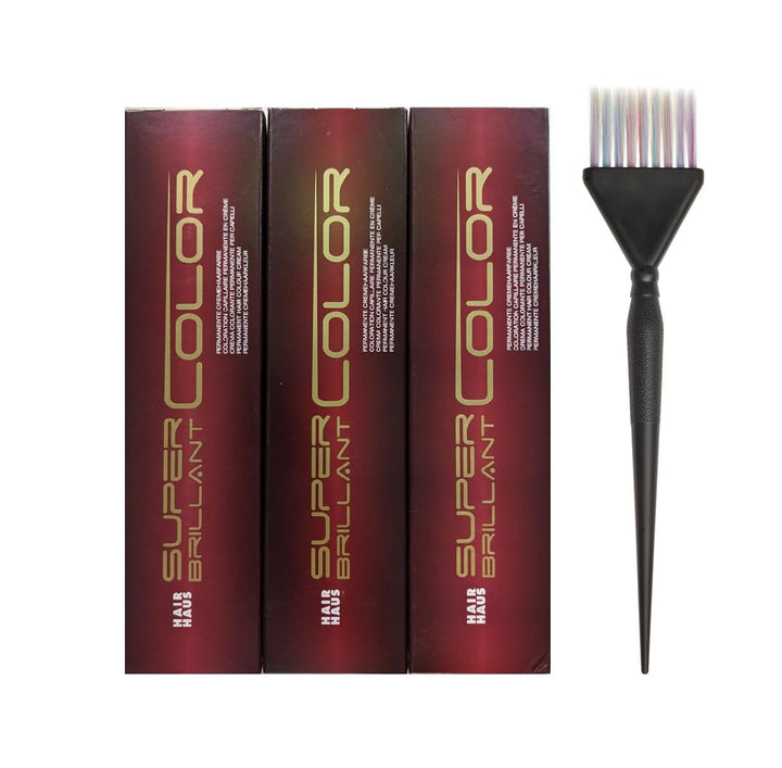 HAIR HAUS Super Brilliant Color Haarfarbe 3x 100ml + Färbepinsel spezial (0-45km), 0-45km