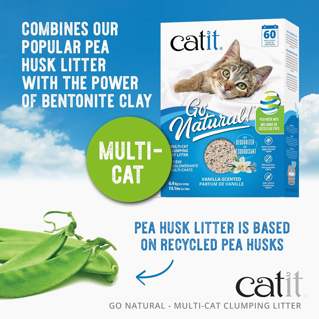 Catit Go Natural, Klumpendes Katzenstreu aus Erbsenhülsen, Vanilleduft, 6,4kg Vanille 6,4kg, Vanille