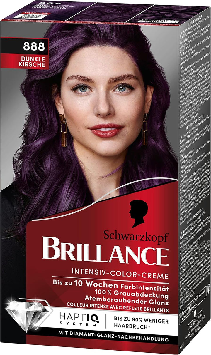 Brillance Intensiv-Color-Creme 888 Dunkle Kirsche (160 ml), dauerhafte Haarfarbe mit Diamant-Glanz u