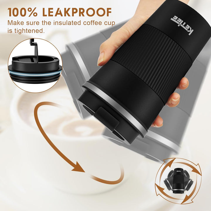 KETIEE Kaffeebecher to go,510ml Thermobecher Kaffee-to-go,Kaffeebecher Thermo,Doppelwandig Reisebech