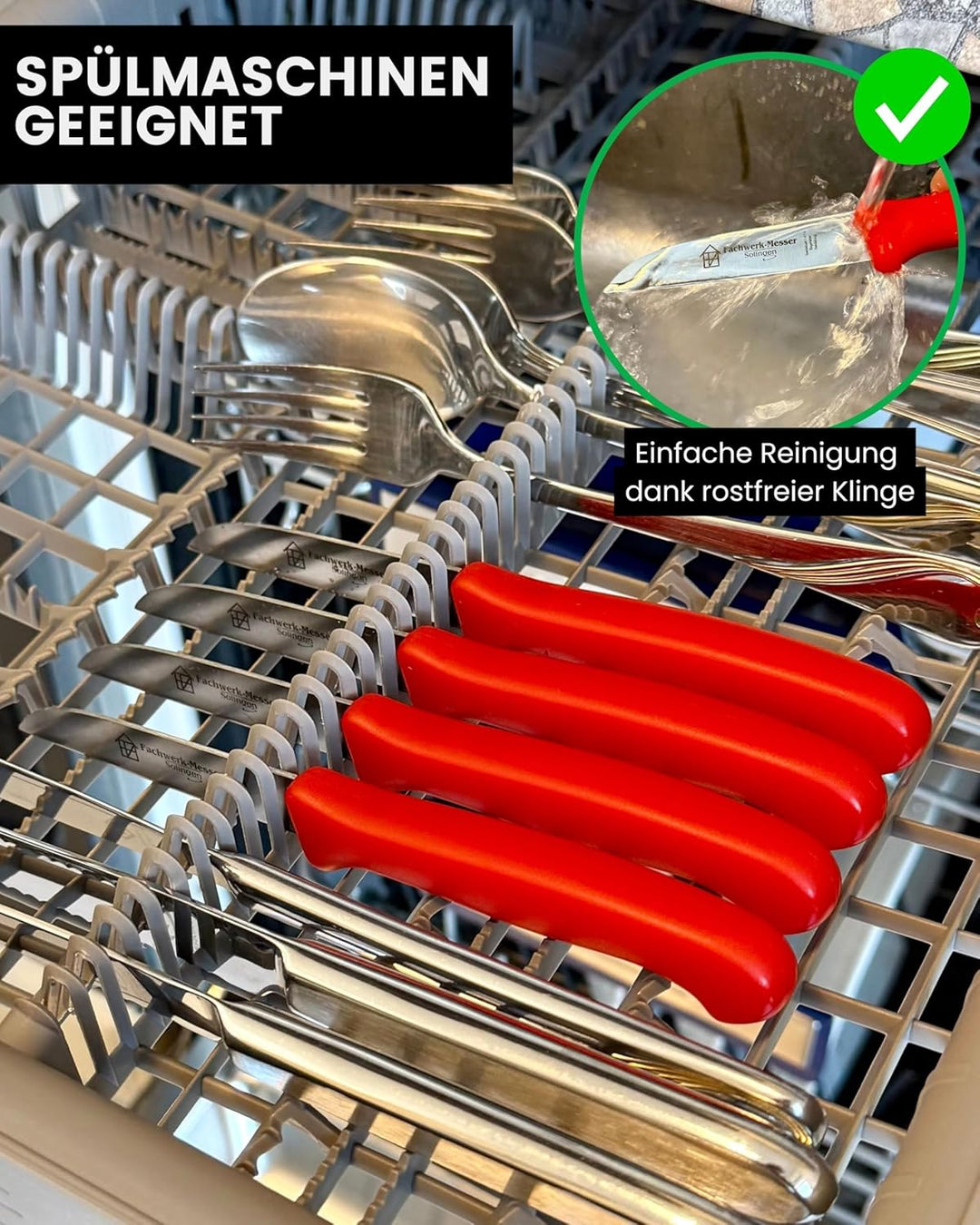 Küchenmesser 4er Set Schälmesser Gemüsemesser 7,5 cm Klingenlänge Solinger Qualität Rot 4er-Set Gera