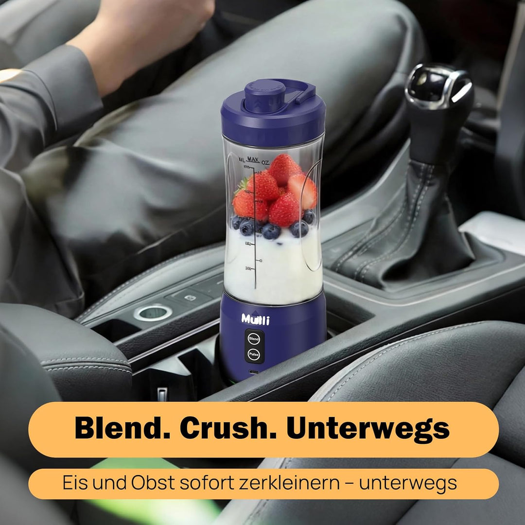 Mulli tragbarer Mixer, kabelloser 600ml Mixbecher für Shakes und Smoothies, persönlicher Mixer, BPA-