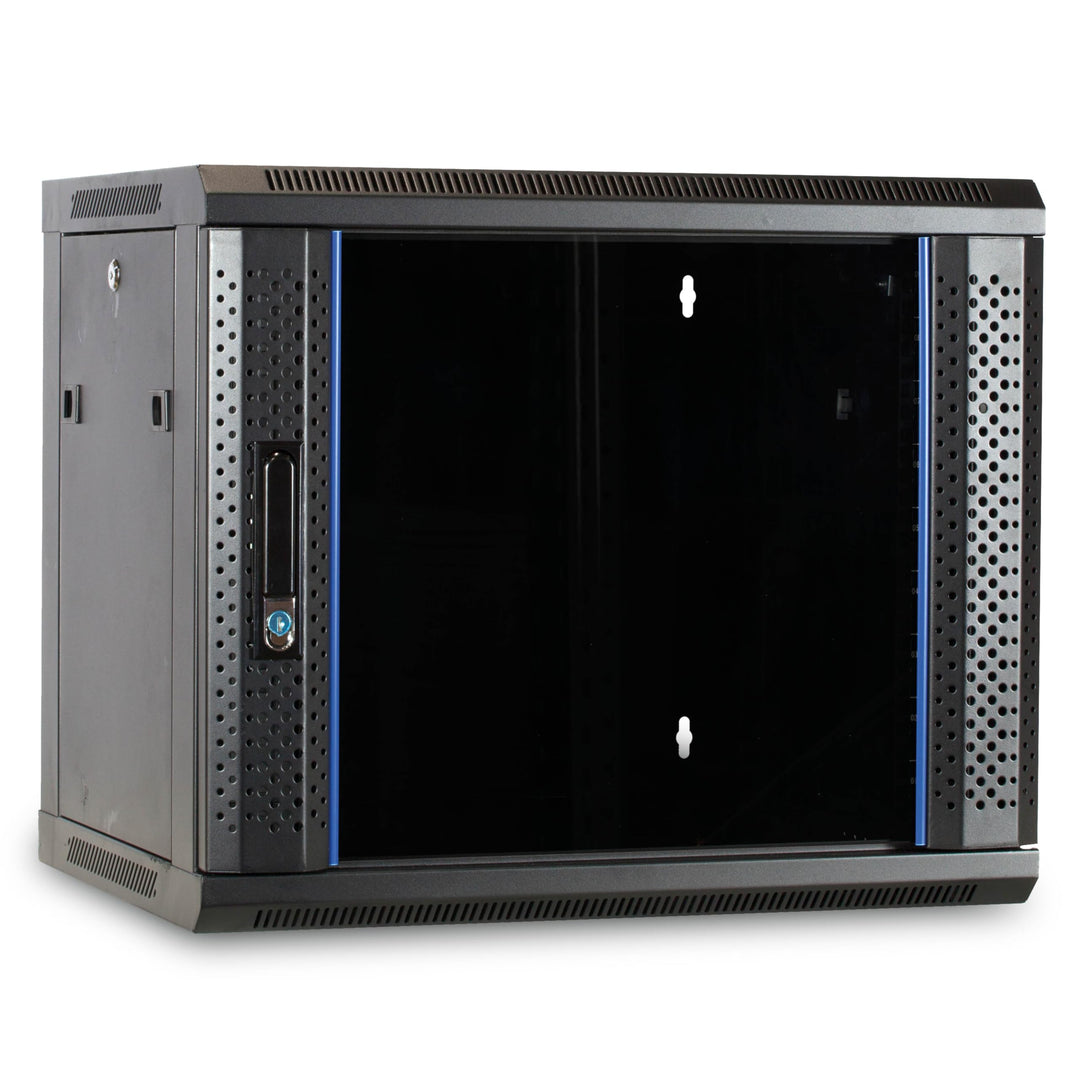 DSIT 9HE Netzwerkschrank (Serverschrank) 19 Zoll Wandmontage - mit Glastür (BxTxH) 600 x 450 x 500mm
