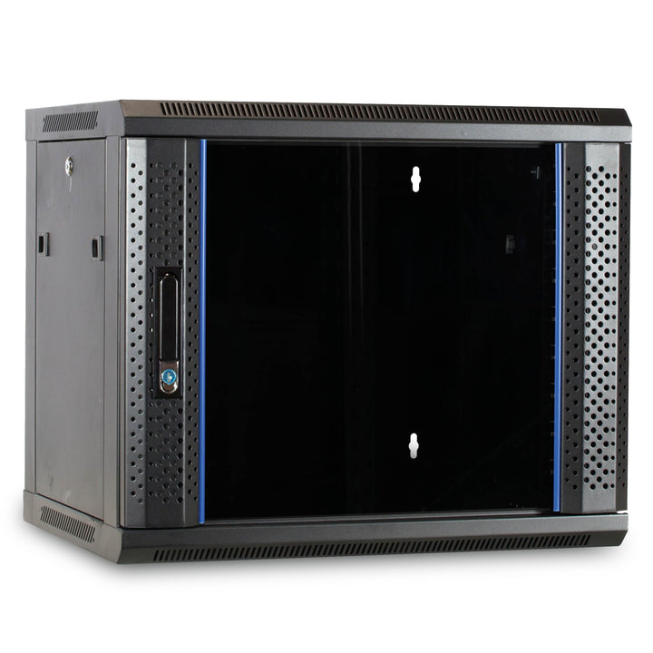 DSIT 9HE Netzwerkschrank (Serverschrank) 19 Zoll Wandmontage - mit Glastür (BxTxH) 600 x 450 x 500mm