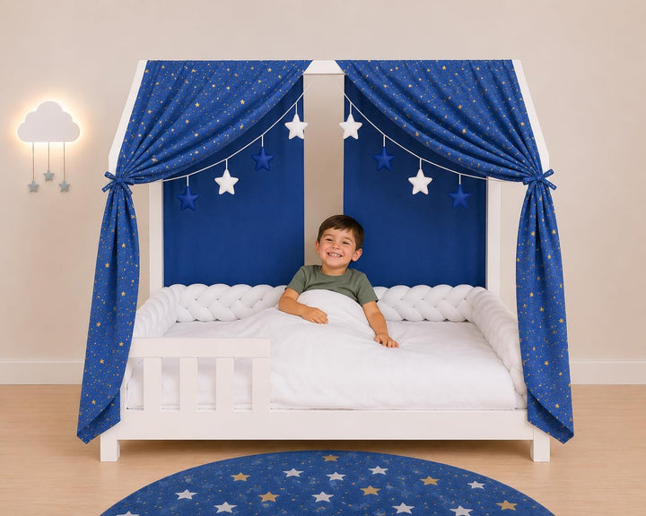 YellowNest Hausbett Himmel (2er Pack) - 100% Baumwolle - Betthimmel Hausbett aus Musselin (2er Pack)