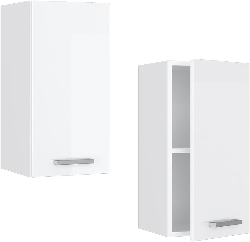 Vicco Hängeschrank R-Line, Weiss Hochglanz/Weiss, 30 cm Weiss Hochglanz Hängeschrank 30cm, Weiss Hoc