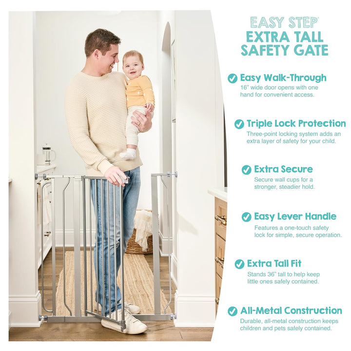 Regalo Deluxe Easy Step Schutzgitter extrahoch, Platinum, Platinum