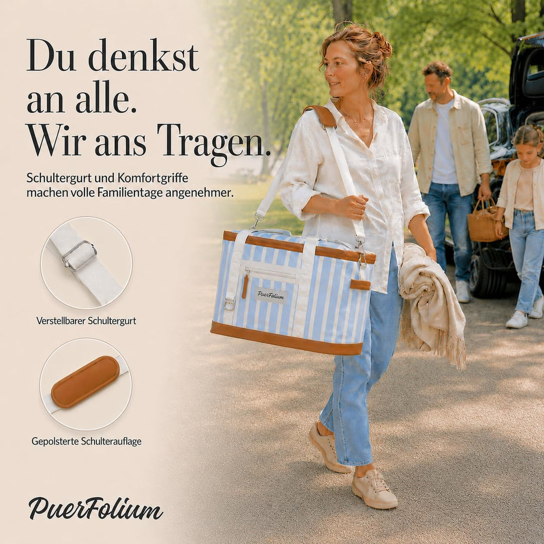 Kühltasche 45L Gross Faltbar XXL Wasserdicht Tragbar Mit Oberklappe Für Strand Camping Auto Picknick