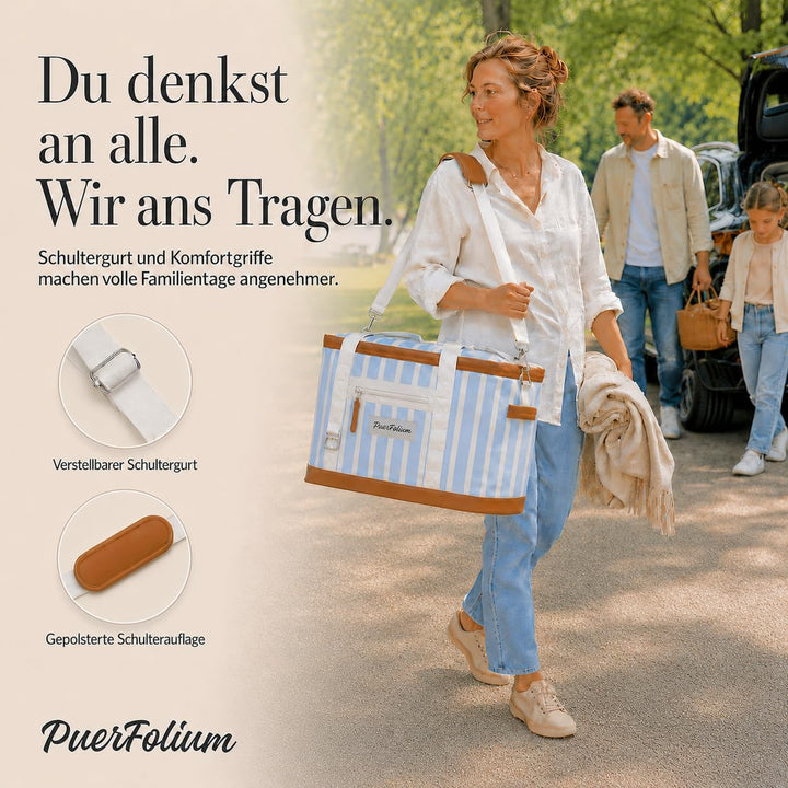 Kühltasche 45L Gross Faltbar XXL Wasserdicht Tragbar Mit Oberklappe Für Strand Camping Auto Picknick