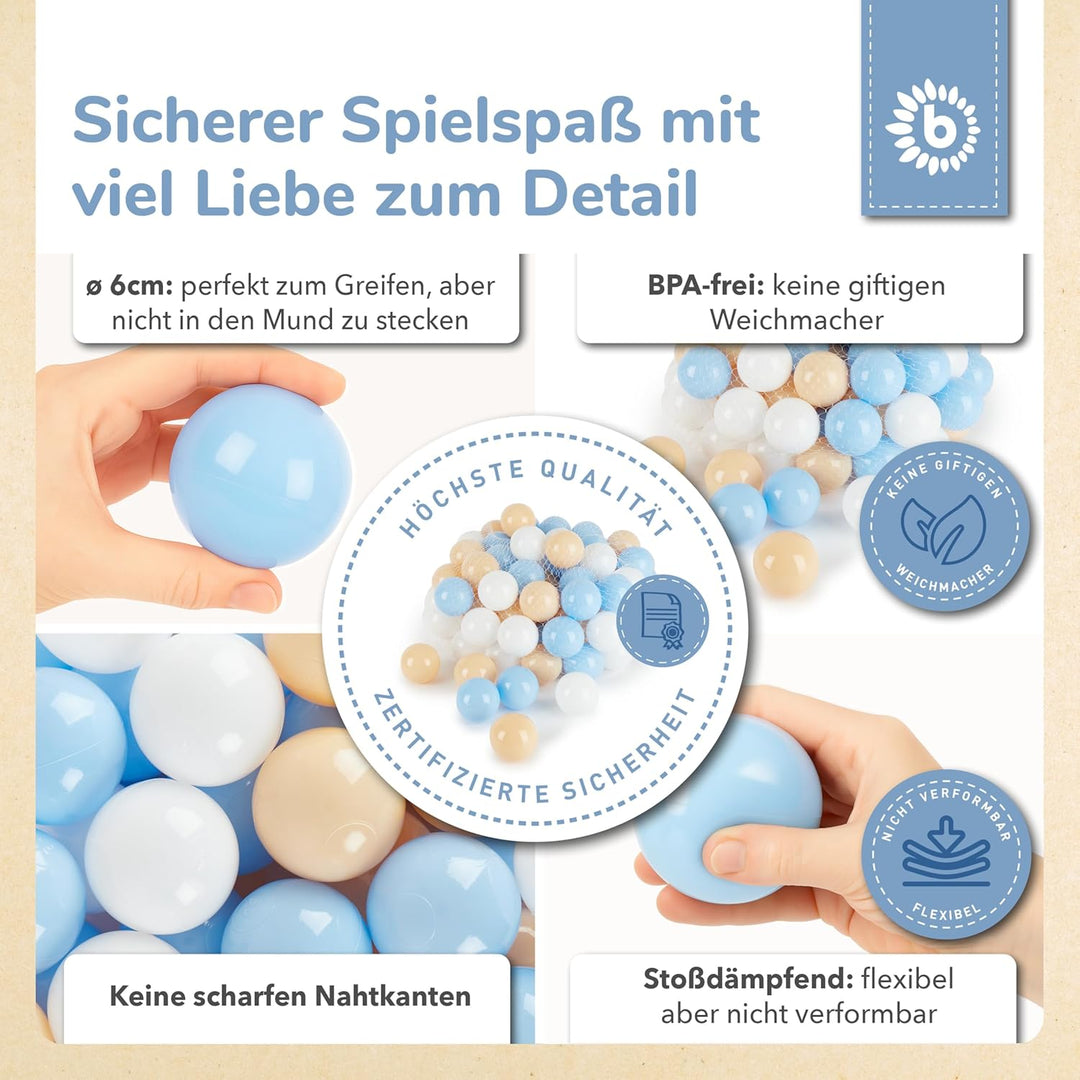 Bieco Bälle für Bällebad Beach | 100 Stück | Bunte Bälle | Bällebad Kinder | Bällebad Baby | Bälleba