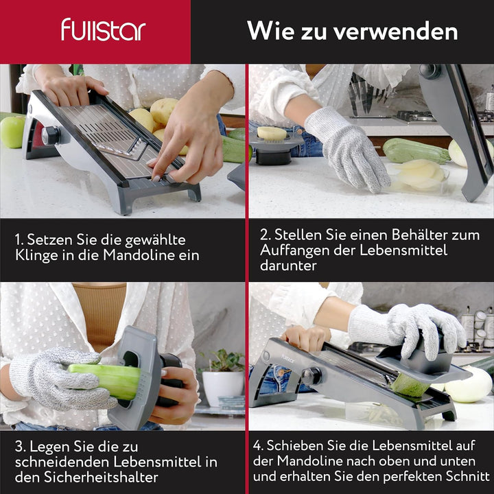 7-in-1 Verstellbar Edelstahl Mandoline Gemüsehobel Gemüsereibe - Gurkenhobel Dünne Scheiben - Reibe