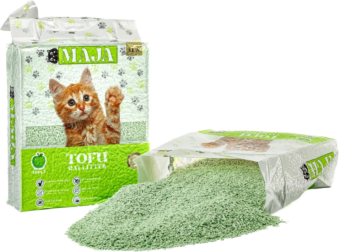 Tofu Katzenstreu mit Apfelaroma - 100% Natürliches, Bio, Premium Tofu Katzenstreu Stark klumpend für