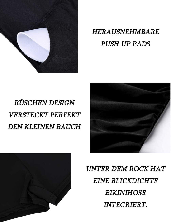 Clearlove Damen Badeanzug Einteiler Schwimmanzug Rüschen Retro Strandmode Einfarbig Bademode Bikini（