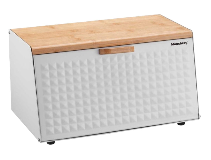 Klausberg Brotbox Brotkasten Brotkiste Holz Edelstahl Brotkorb White, White