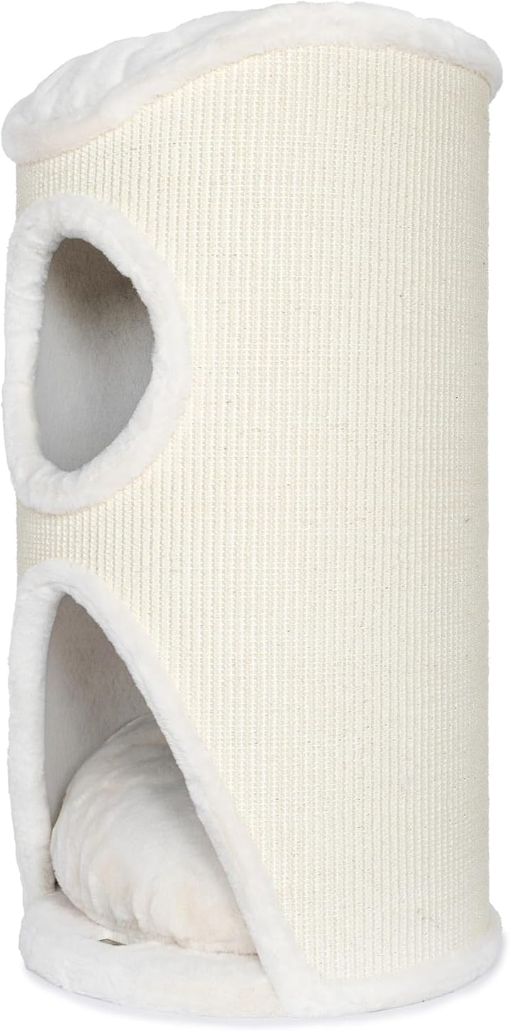 Bontoy Katzenturm Mukki Creme I mit 2 Höhlen I grosse Liegefläche I 75 cm höhe I Stabiler Stand I mi