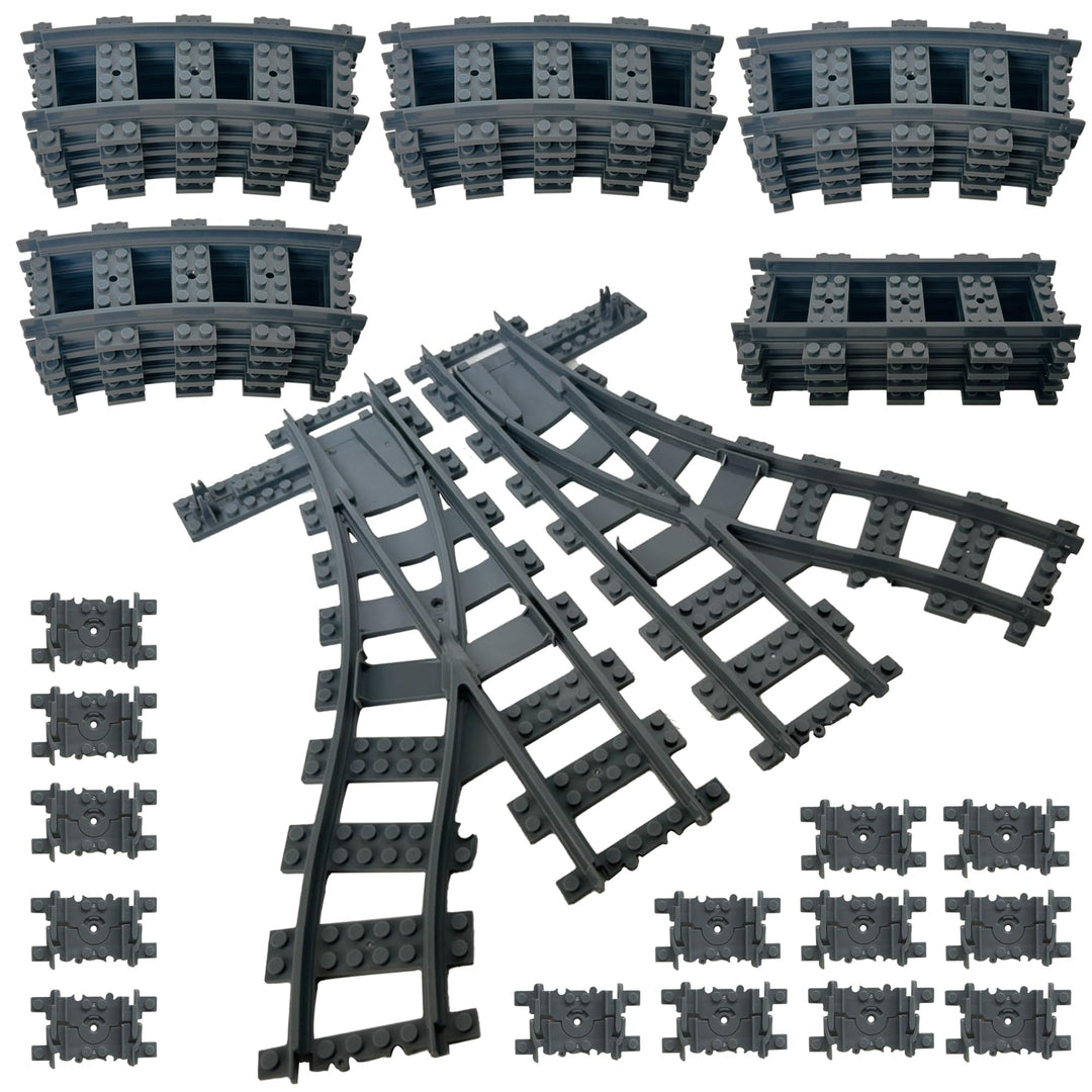 Hapoyxm Bausteine Zug Schienen Set, 40 Stück City Eisenbahn Schienen for Train, City Erweiterungsset