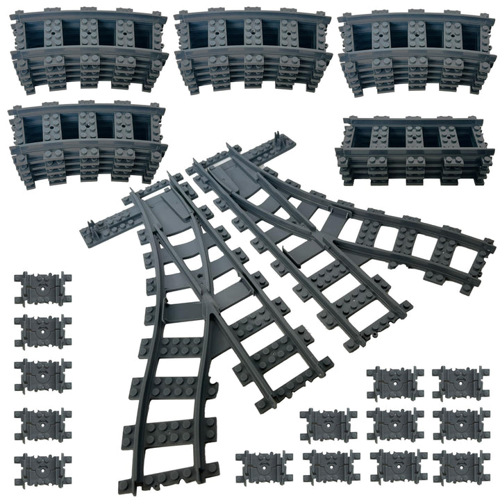 Hapoyxm Bausteine Zug Schienen Set, 40 Stück City Eisenbahn Schienen for Train, City Erweiterungsset