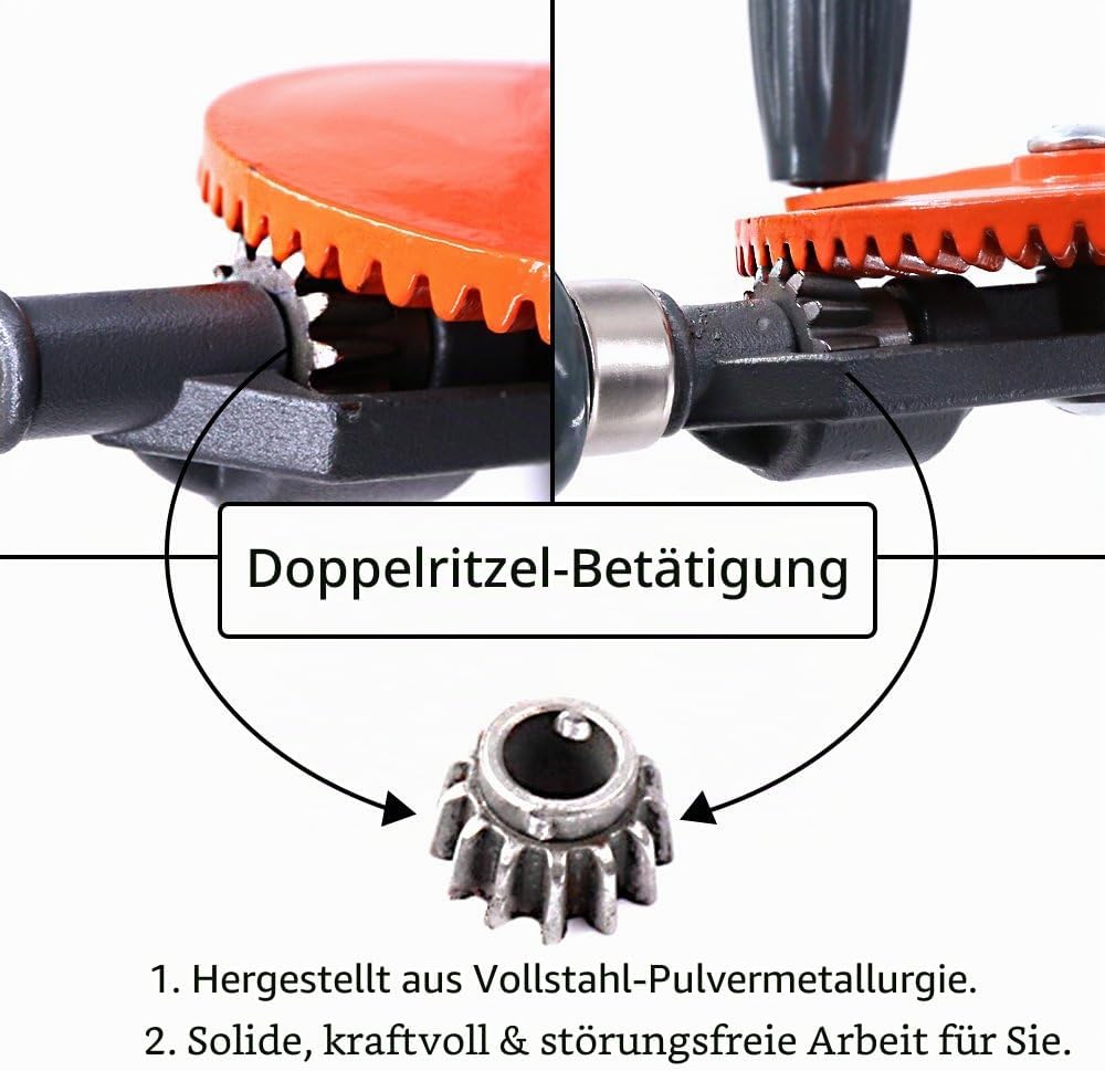 Swpeet 1/4 Zoll (0.6-6mm) Handbohrmaschine mit 13 Stahlbohrern (40–98 mm),Leistungsstark Spannfutter