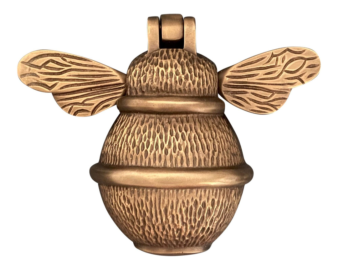 Brassbee ® Türklopfer für Haustür | Poliertes massives Messing Bronze Klopfer mit Schliessblech | UP