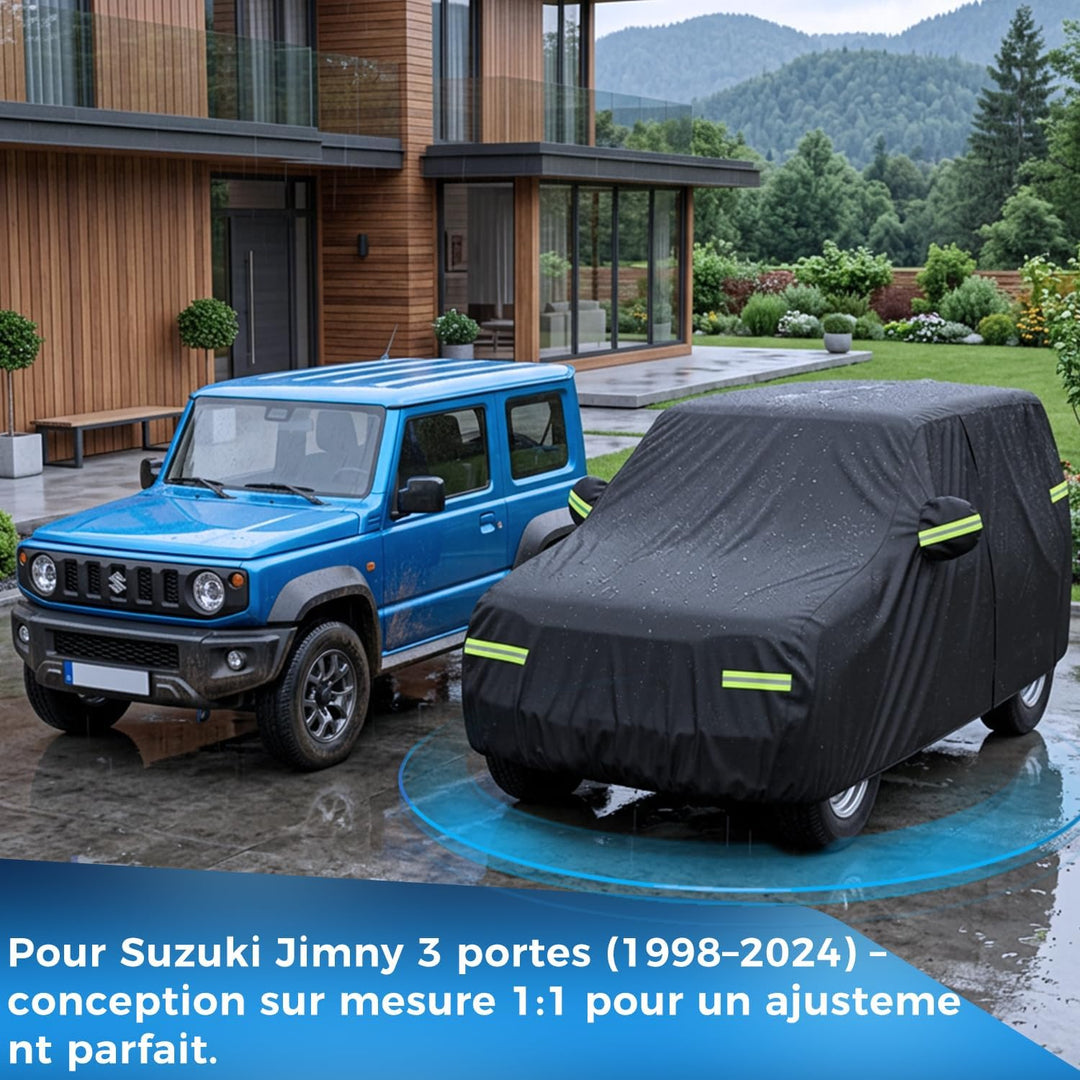 Autoabdeckung für Jimny 3-Türer 1998–2024, massgeschneiderte Auto Abdeckplane mit Reissverschluss an