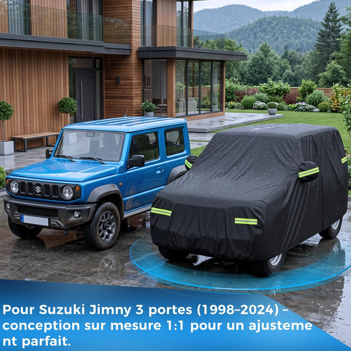 Autoabdeckung für Jimny 3-Türer 1998–2024, massgeschneiderte Auto Abdeckplane mit Reissverschluss an