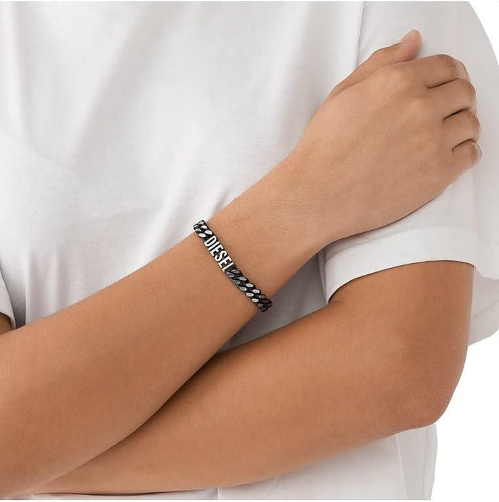 DIESEL Armband Für Männer Stahl, Länge: 208mm, Breite: 7.8mm Silber Edelstahlarmband, DX1386040