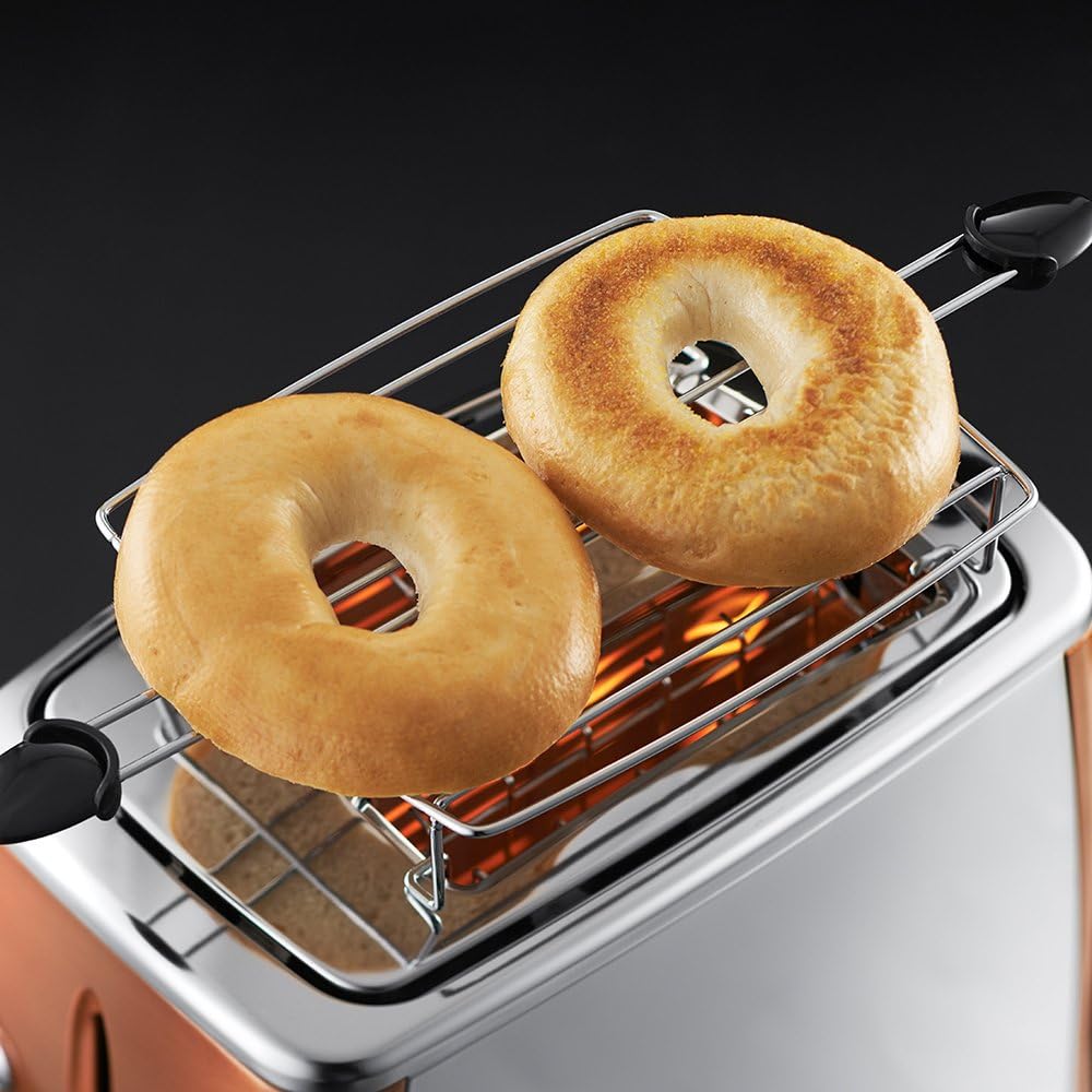 Russell Hobbs Toaster [für 2 Scheiben] Luna Edelstahl Kupfer (extra breite Toastschlitze, inkl. Bröt