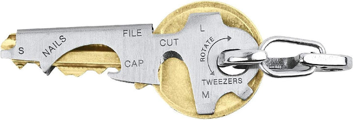 True Utility KeyTool - Multi Tool - Edelstahl-Schlüsselanhänger - 8 in 1 Tool, Box-Cutter-Messer, Sc