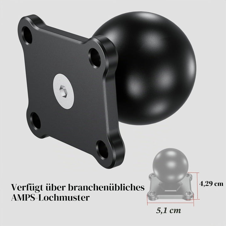 BRCOVAN 2 Stück, 1,5'' Kugelhalterung mit Aluminiumlegierung 4-Loch-AMPS Quadratische Plattenbasis,
