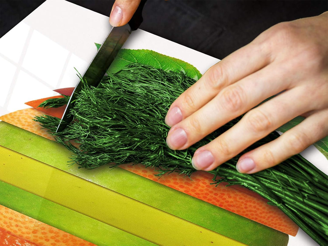 Küchenbrett aus Hartglas und Induktionskochplattenabdeckung – Schneideplatten SINGLE mit 60 x 52 cm